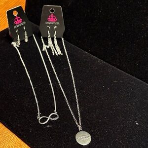 Paparazzi Silver Infinity and Disc Necklace Set
